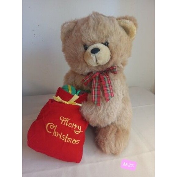 VINTAGE GOFFA CHRISMAS TEDDY BEAR   14" INC PLUSH STUFFED ANIMAL TOY - Picture 1 of 6